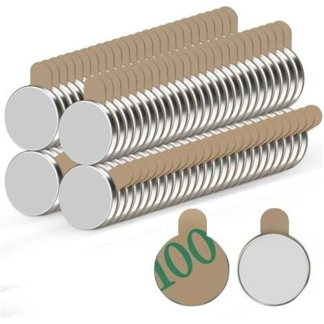 100pcs Aimant Autocollant 8 x 1 mm - Petit Frigo, Adhésif Mini, Magnet Puissant Plat pour Tableau Magnétique, Blanc, Réfrigérateur, Artisanat, Photos (1/4)