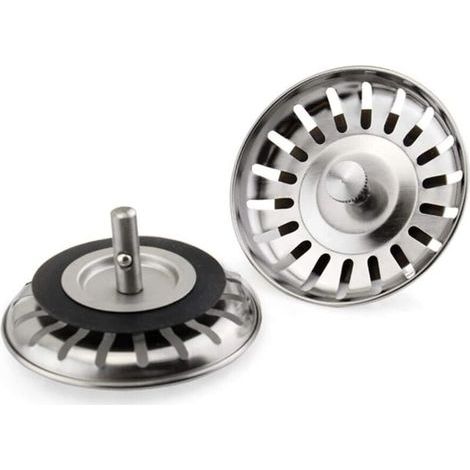 Tapón de filtro de acero inoxidable para fregadero de cocina, tapa de desagüe de 78 mm, tapón de filtro de residuos de cocina mejorado, 1 tapón de filtro de acero para baño, AAFGVC (1/4)