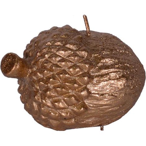 CANDELA DECORATIVA GHIANDA 6X10CM ORO SCURO