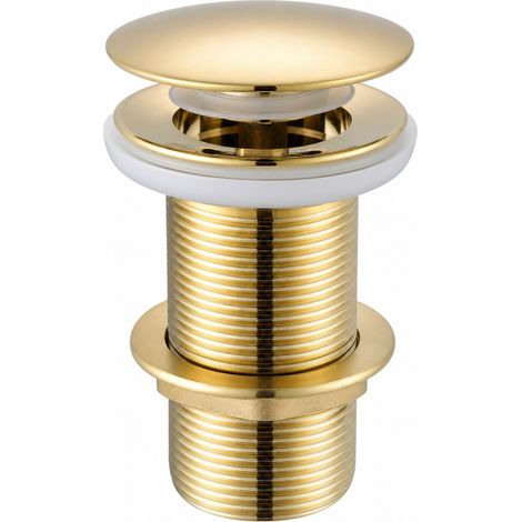 Bonde de Lavabo Dorée en Inox à Clapet avec Trop-Plein 1 1/4 (1/5)