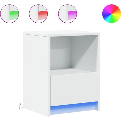 Maison Exclusive - Nachttisch mit LED-Leuchten Weiß Holzwerkstoff