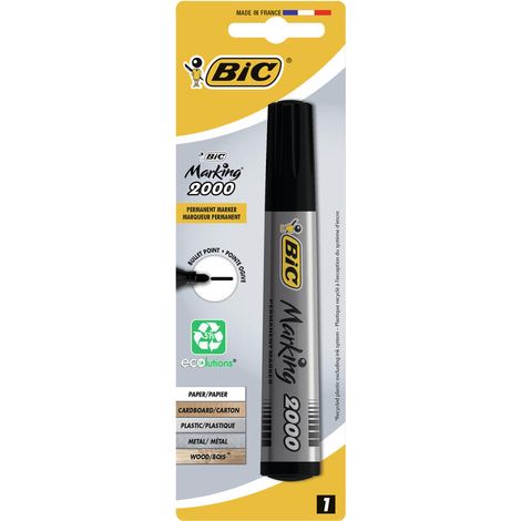 Marcador permanente BIC Marking 2000 ECOlutions punta redonda negra blíster 1 unidad (1/3)