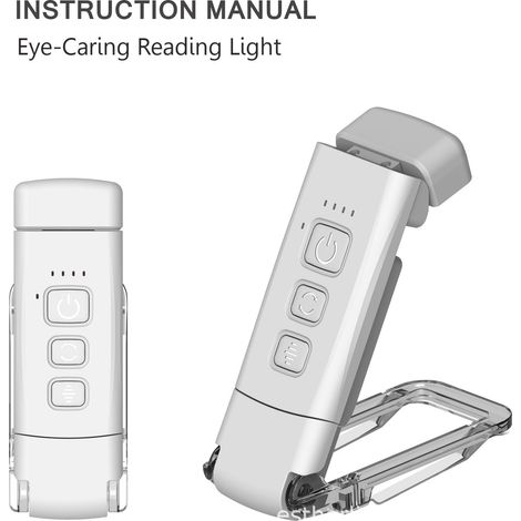 Lampada di lettura portatile con clip, luce notturna LED ricaricabile USB, lampada da tavolo compacta ed ergonomica per gli occhi – Modello bianco