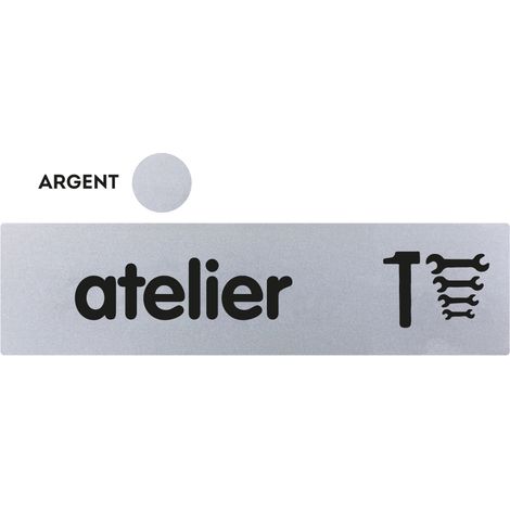 Plaque de porte Atelier - Classique argent 170x45mm - 4034683