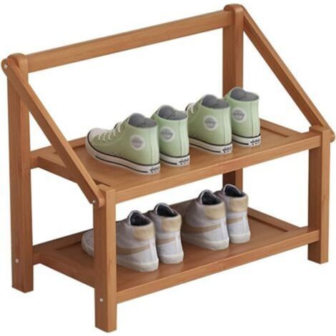 Meuble à chaussures,Étagères à Pliables en Bambou,Porte-Chaussure,Range Chaussures Gain de Place,sans Installation, pour Support de Fleurs,Entrée,Salon,Vestiaire et Couloir,2 Layers 50cm