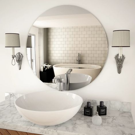 Miroir mural  Miroir déco pour Salle de bain，Salon，Chambre 70 cm Rond Verre DZNZN263473 (1/5)