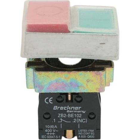 Pulsante di comando a doppia testa con coperchio protettivo 1NO+1NC, 400V/10A, IP65 Breckner Germany (1/4)