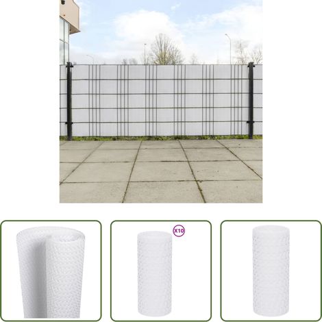 vidaXL Rattanoptik - Balkon-Sichtschutze 10 Stk. Weiß 255x19 cm Poly Rattan (1/5)