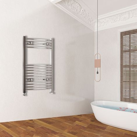 Acezanble 800x500mm(HxW) Chrome Curved Center Heated Towel Track Heated Towel Radiator