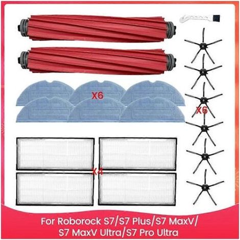 Pour aspirateur Roborock S7, S7 Plus, S7 MaxV, S7 MaxV Ultra et S7 Pro Ultra : brosse principale, filtre HEPA et chiffon de nettoyage. (1/5)