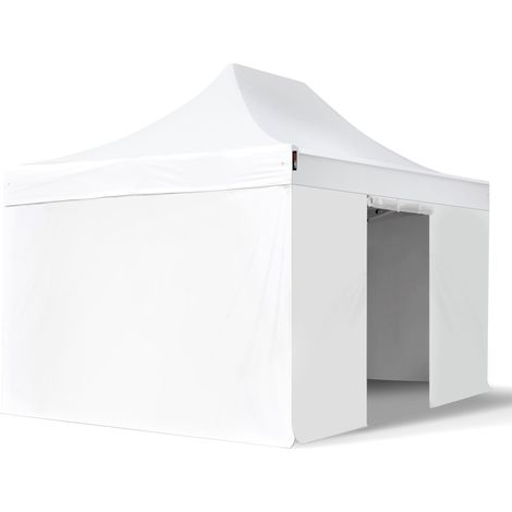 TOOLPORT 3x4.5m PES 750 Pop up gazebo party tent PREMIUM Steel 40 mm, incl. Sidewalls, white