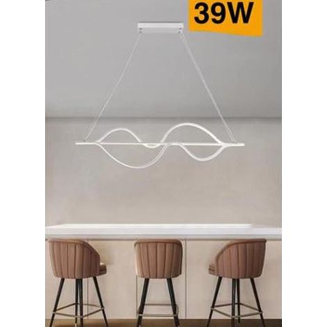 TrAdE Shop Traesio - Lampadario Led A Sospensione 39 Watt Moderno Onde Luce 6500k 4000k 3000k B64-b - -Bianco Naturale -