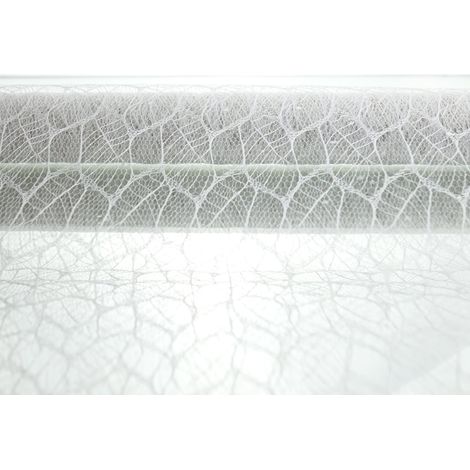 Kaemingk Dekorstoff Weiß mit Blattstruktur aufgerollt 200 x 35 cm - Polyester