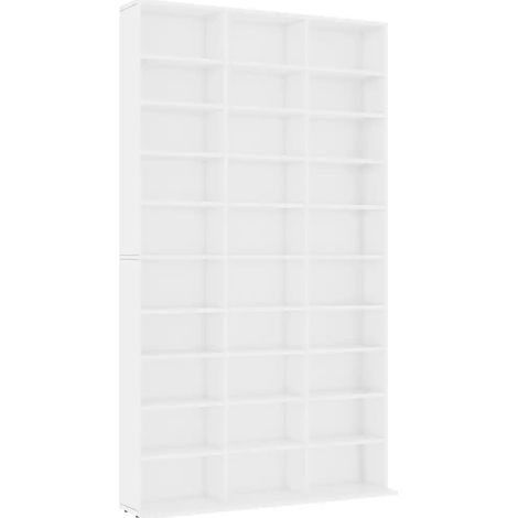 Mobile porta CD moderno bianco con 30 scomparti a giorno ideale per ufficio dimensioni 102 x 16 x 178 cm in legno composito bianco codice 020047688