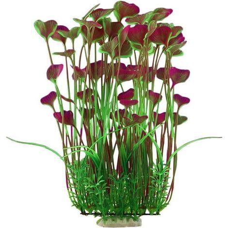 Große künstliche Aquarienpflanze, Aquariendekoration aus Kunststoff, hochwertige Imitation, ungiftig, leuchtend burgunderrot (weinrot), 40 cm hoch (1/5)