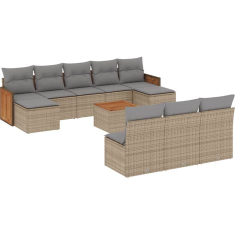 Maison Exclusive - Set de sofás de jardín 11pzas con cojines ratá (1/3)