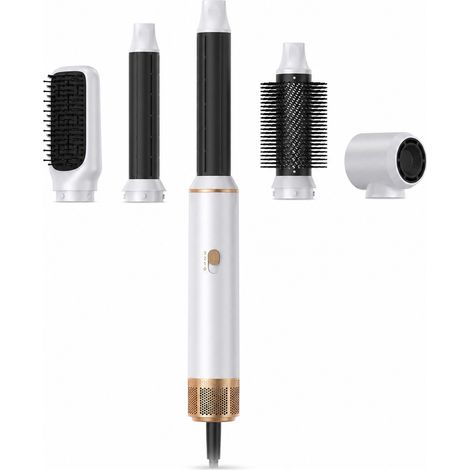 Brosse Coiffante à Air Chaud 5-en-1 avec Boucleur Automatique et Lisseur, Blanche, Prise UE (1/5)