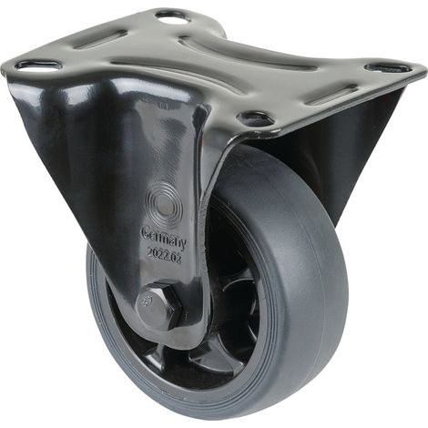 Roulette fixe L810.B44.081.06Ø 80mm.L 32mm.100kg avec platine à visser noire (1/2)