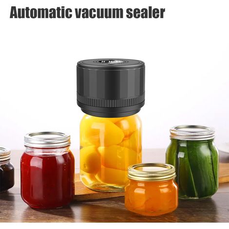 Machine de mise sous vide pour bocal Mason électrique kit avec couvercle à large bouche et régulière et ouvre-bouteille affichage LED forte aspiration gadget de cuisine sans fil rechargeable scelleuse (1/5)