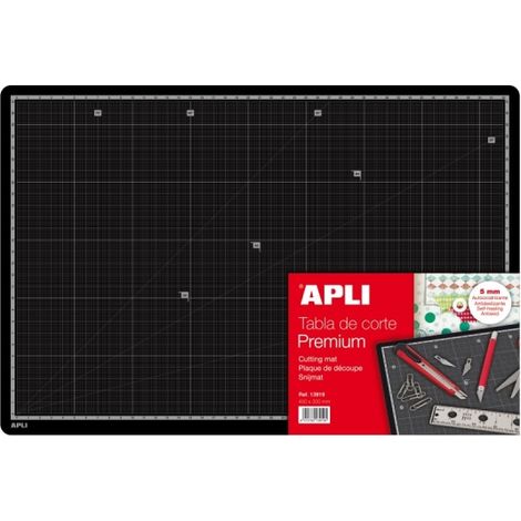 Apli tabla de corte pvc a3 - antideslizante - auto cicatrizante - impresion en gris - calidad superior - ultrarresistente - precision total - color negro