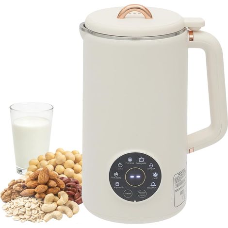 Machine à lait végétal, 1000 ml, machine à lait de soja avec minuterie 12 heures et maintien au chaud 12 heures, 10 lames, machine à lait végétal automatique et machine à milkshakes, pour 3 à 5 person