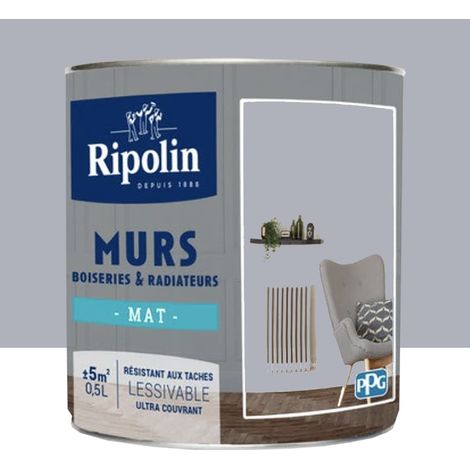 Peinture Murs, Boiseries, Radiateurs RIPOLIN Mat Gris Sirius 0,5 L (1/3)
