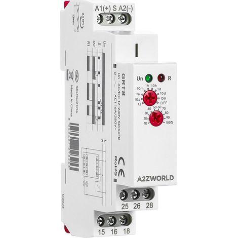 Relè Passo Passo e Temporizzatore Modulare, Silenzioso AC/DC 12V 24V 240V, 2 Funzioni in 1 (Bistabile + Timer 0.1s–10 Giorni), 2 Uscite 16A, 1 Modulo DIN IP20