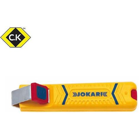 Jokari – Pince à dénuder réglable pour câbles ronds – Profondeur de coupe ajustable – Lame en acier spécial TiN – Ø de dégainage max. 16 mm