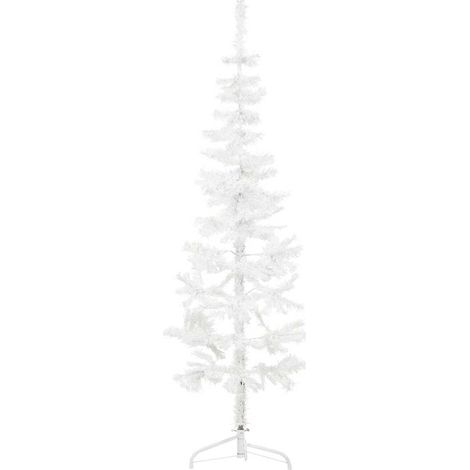 Künstlicher Halb-Weihnachtsbaum mit Ständer Schlank Weiß 150 cm