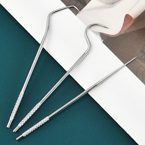 Ensemble de cure-dents en acier inoxydable 304, fil dentaire, cure-dents en métal, tube de rangement portable, outils de nettoyage et d'hygiène bucco-dentaire, crochet simple