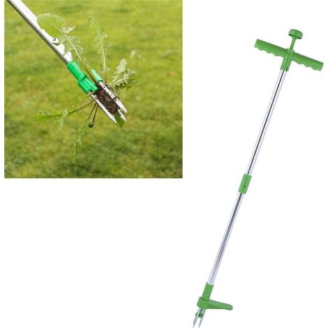 DéSherbeur Debout, Extracteur De Mauvaises Herbes Portable avec 3 Griffes à Long Manche Tueur De Racines De Pelouse De Jardin Outil De Suppression De DéSherbeuses Manuel Accessoire De Jardin