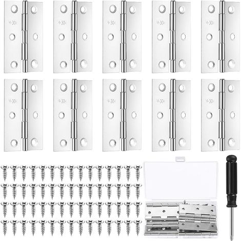 Charnières Inox 75 mm pour Porte, Placard, Armoire et Fenêtre (1/5)