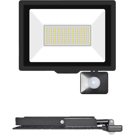 Projecteur LED à induction, capteur de mouvement réglable, usage extérieur, 1x75W, Blanc Chaud (2700-3500K) (1/2)