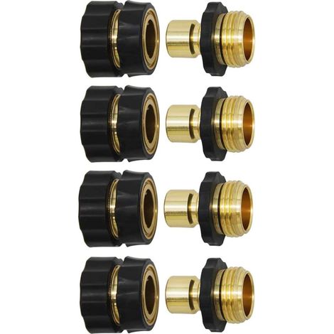 APEX 3/4 Inch Garden Hose Fitting Quick Connector Male and Female Set, 4 Set (1/5)
