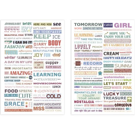 4 autocollants préppy mignons esthétiques motifs mots anglais faciles à appliquer décoratifs pour scrapbook carnet peau frigo journal quotidien (1/5)