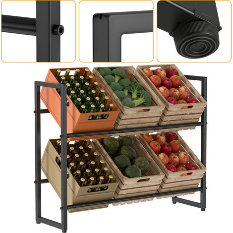 Wolketon Scaffale per casse di bevande 105x32x85 cm Scaffale portaoggetti solido in metallo nero per cantina o cucina 1 pezzo (1/5)