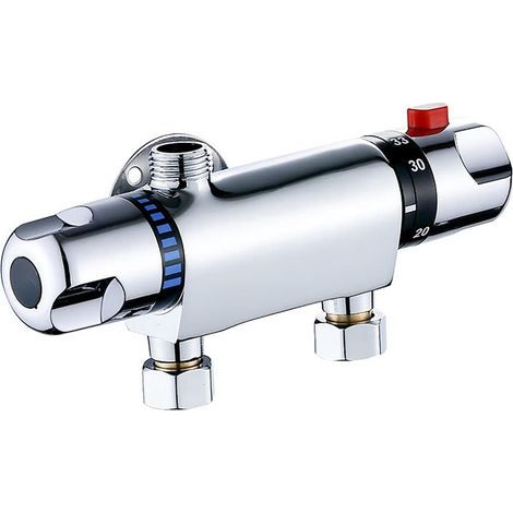 Thermostatic Shower Mixer for Bathtub, Chrome Brass Wall Mounted Shower Bar with Diverter, Anti-Scald Bathroom Accessory, Smart Constant Temperature Faucet (1/5)