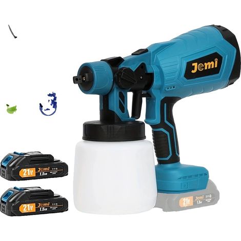 Pistola de pintura inalámbrica, capacidad de 1000 ml, 3 modos de pintura, 2 pilas (1/2)