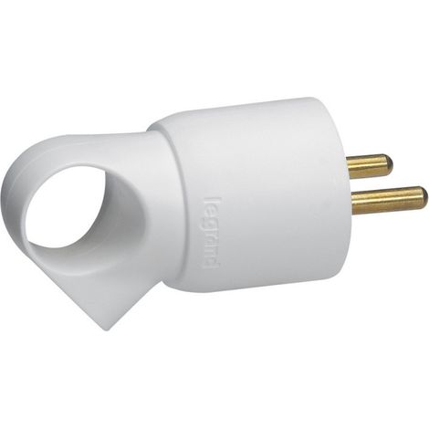 Prise électrique en plastique 2P+T 16A avec anneau en plastique blanc – Modèle Legrand 050420 (1/4)
