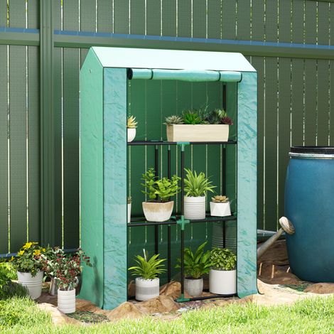 Serra da giardino con ripiani e porta avvolgibile, 100 x 40 x 150 cm, verde HAVRYA (1/5)