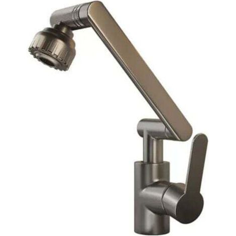 Lntyq Robinet de cuisine flexible, robinet de salle de bain pivotant sans hauteur, robinet de cuisine, robinet de lavabo rotatif universel, robinet de lavabo domestique chaud et froid, tuyau de 60