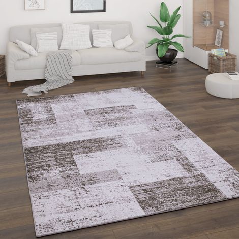 Paco Home Teppich Wohnzimmer Kurzflor Vintage Abstrakt Modern Geometrisch Rautenmuster 200x280 cm, Beige 2