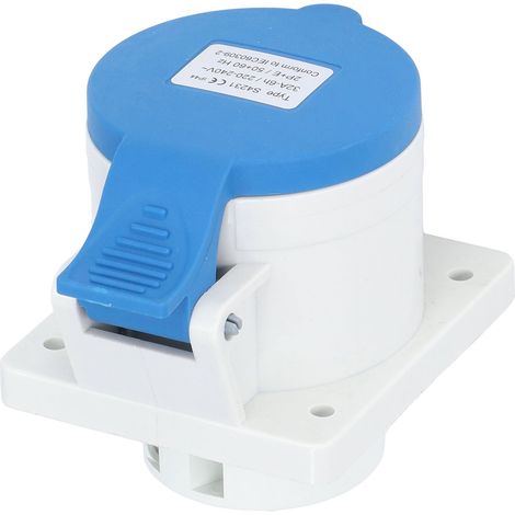 Prise industrielle encastrée 3 broches 2P+E IP44 étanche connecteur aviation 220-240V 32A nylon laiton (1/5)