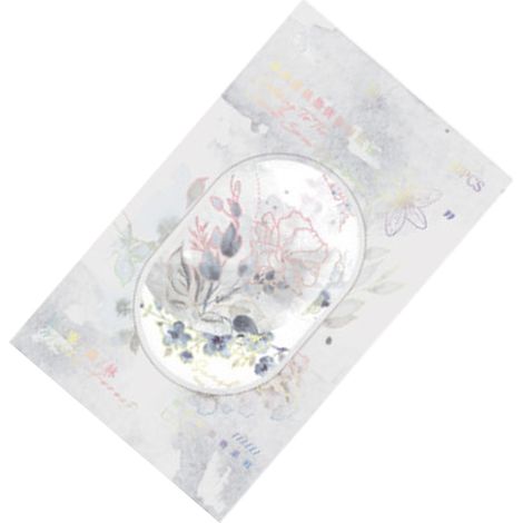 30 étiquettes florales aquarelle adhésives PET esthétiques pour carnet, journal, scrapbooking, cadeaux - autocollants fleurs bleus et gris (1/5)