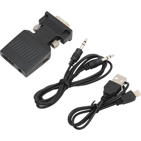 Adaptateur VGA Mâle vers HDMI Femelle pour PC, Ordinateur Portable et Vidéoprojecteur (1/5)