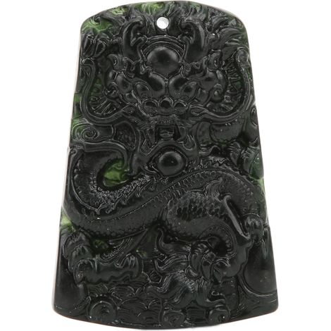 Jade Pendant Hand‑Made Dark Jade Fashion Exquisite Dragon Necklace for Gift Collection Display (1/5)
