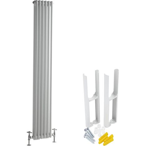 Hudson Reed Windsor - Radiateur Rétro Vertical Double Rang - Blanc - 180cm x 29cm (1/5)