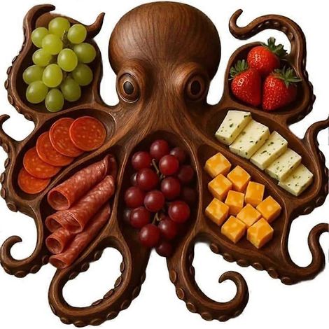 Octopus Charcuterie Platter, Ocean-Themed Cheese and Meat Tray (1/5)