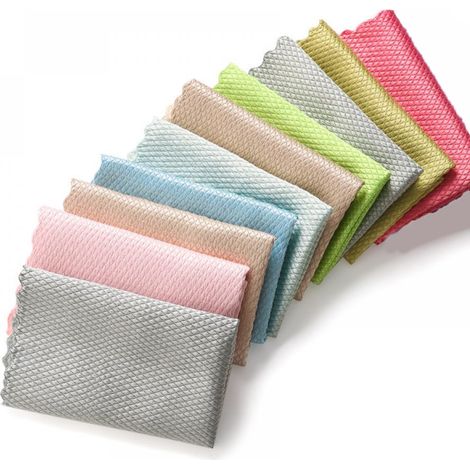 Chiffon Microfibre - Motif Ecailles De Poisson - 25 cm x 25 cm - Pour Vitres Ecrans Meubles Cuisine Voiture - Lot De 10 (1/5)