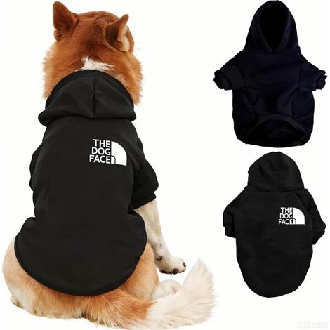 Sudadera con capucha para perro, de algodón suave y cálido, negra (tallas pequeña, mediana y grande).